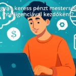 Kezdő használó mesterséges intelligencia eszközökkel laptopon, online pénzkeresés koncepció