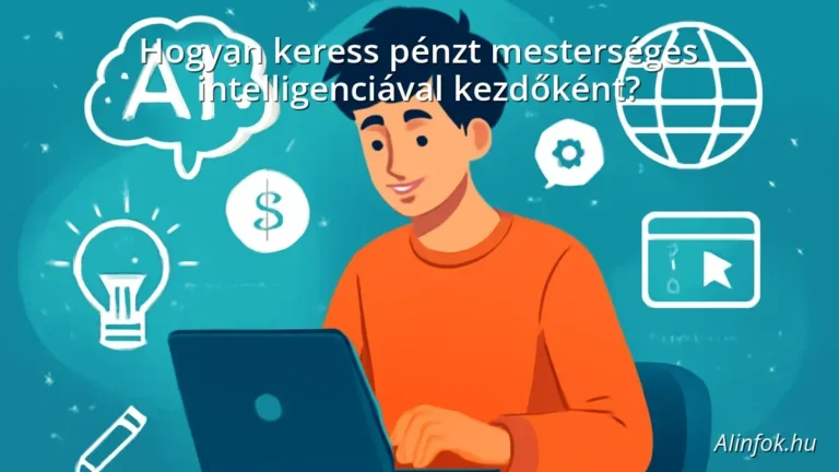 Kezdő használó mesterséges intelligencia eszközökkel laptopon, online pénzkeresés koncepció