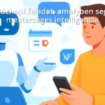 Futuristic digital assistant helping with everyday tasks