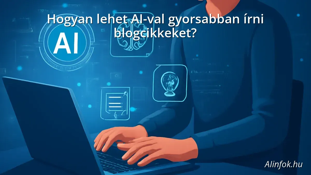 Person using AI tools on laptop for faster blog writing